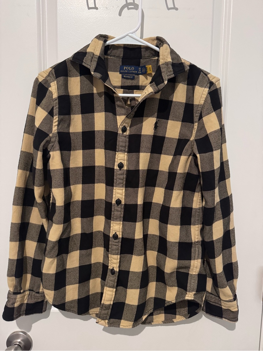 Polo by Ralph Lauren Women’s Beige & Black Plaid Flannel Shirt Size XS